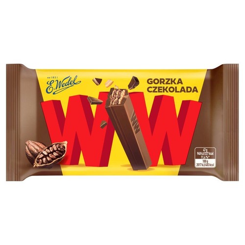 Wafelki przekładane nadzieniem orzechowym arachidowym w gorzkiej czekoladzie WW 47 g