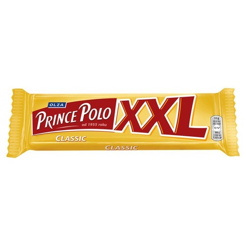 Kruchy wafelek z kremem kakaowym oblany czekoladą Prince Polo 50 g