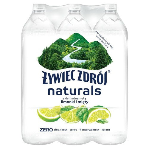 Woda źródlana z nutą limonki i mięty niegazowana Żywiec Zdrój 6 x 1,2 l