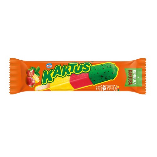 Lody wodne cytrynowe i truskawkowe z zieloną polewą Kaktus 45 ml