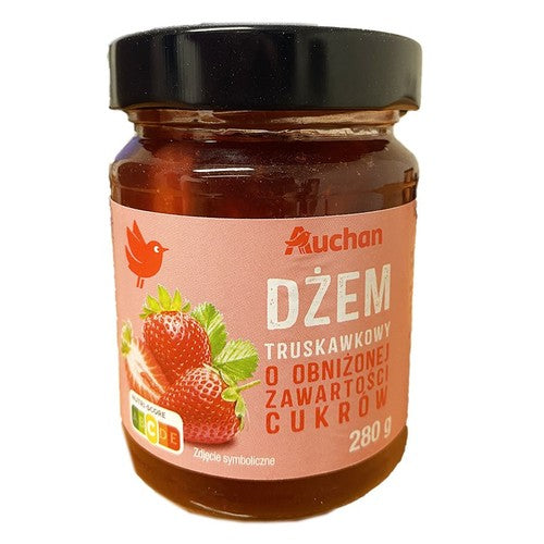 Dżem truskawkowy o obniżonej zawartości cukrów Auchan 280 g